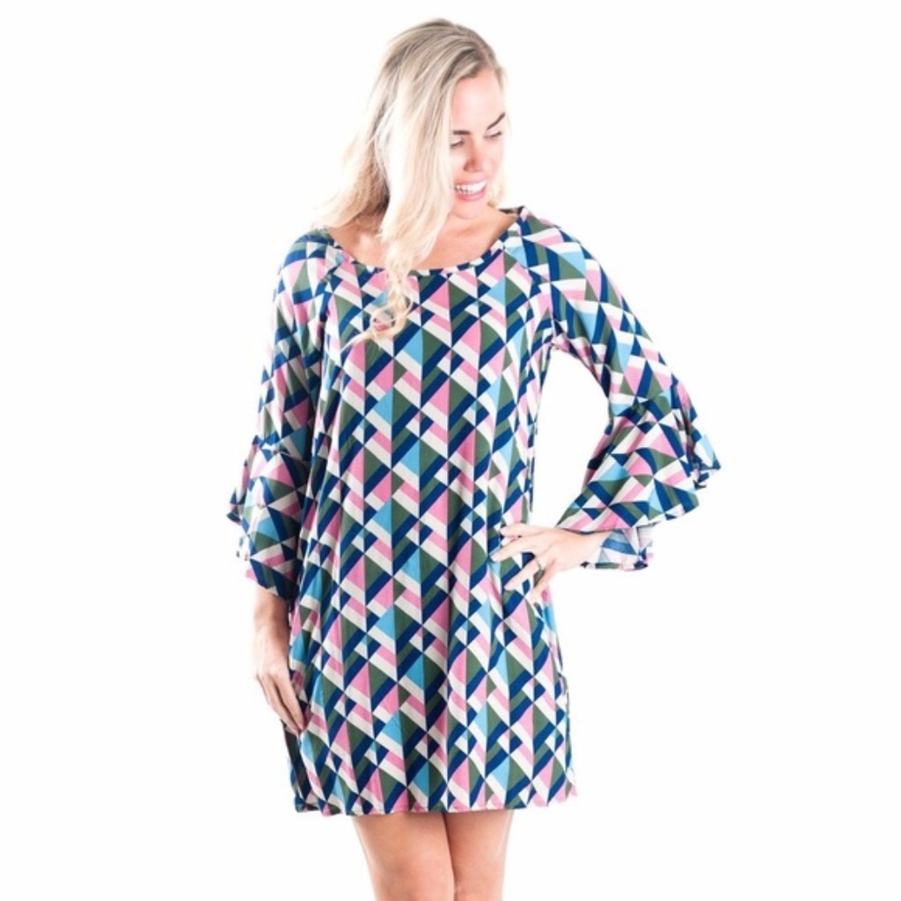 Becca Flared Sleeve Dress Size Medium